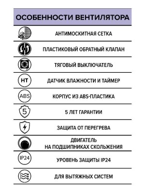 Вентилятор накладной NEO D100 сетка обр.клапан HT ERA
