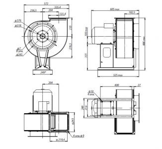 Вентилятор радиальный ВЦ 14-46 (ВР-280-46) №3,15 (0,37кВт/1000об) Среднего давления