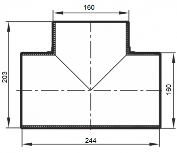 Тройник Т-образный ERA 16ТП d160 мм пластиковый