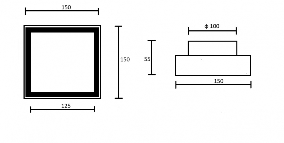 Теневой магнитный диффузор квадрат для натяжных потолков 150x150/100 мм