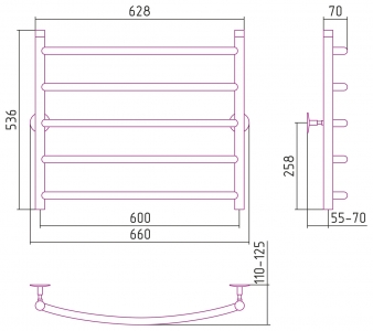 Полотенцесушитель водяной Стилье Универсал-50 600x600