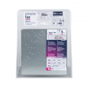 Вентилятор накладной энергосберегающий бесшумный MMotors JSC MMP-06 100 UE 5.5Вт Стекло/Квадрат Темно Серый с каплями