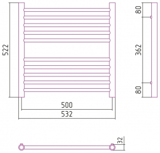 Полотенцесушитель комбинированный Сунержа Богема-ПРОФИ прямой 600x500. 00-5102-6050